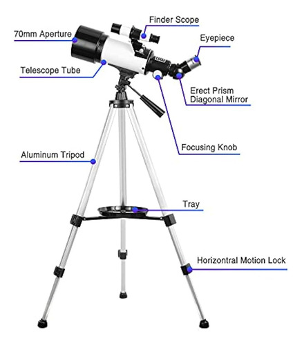 Telescopios Para Adultos, Apertura De 70 Mm, Montura Az De 4