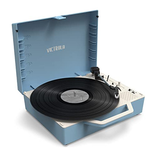Re-spin Sustainable Suitcase Vinyl Record Player, 3-spe...