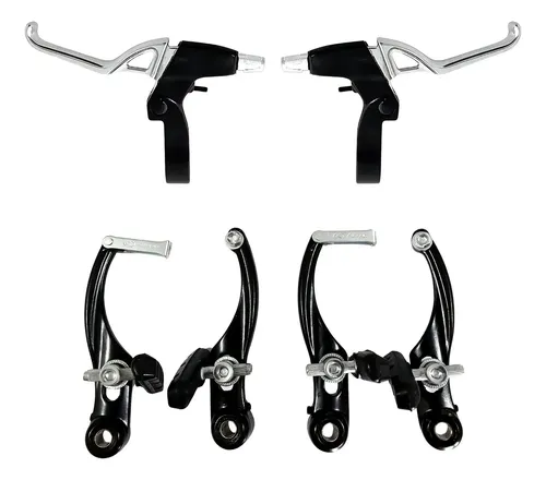 Freio Logan V-brake E Manete Em Aluminio Preto | Parcelamento sem