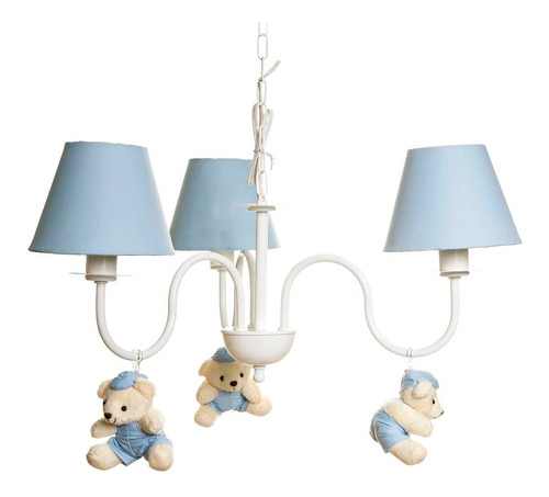 Lustre 3 Lampadas Cupulas Quarto Bebe Infantil Ursinhos Boné