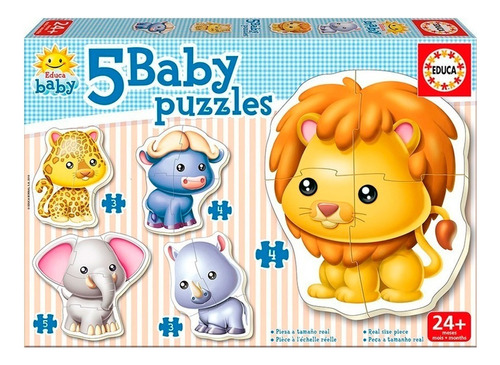 Baby Puzzles Rompecabezas Animales Salvajes 5 En 1  