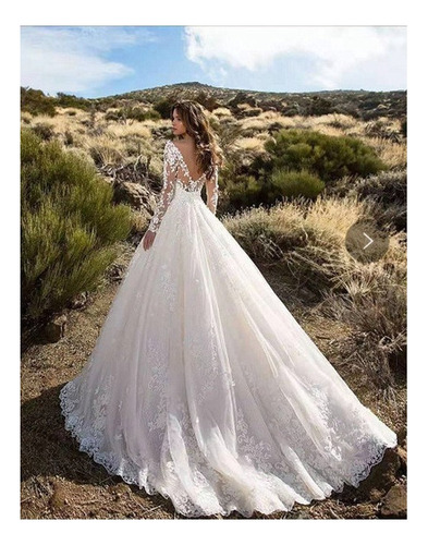 Vestido Novia Princesa Bordado Con Capa De Encaje 2022