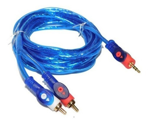 Imagen 3 de 4 de Cable De Audio Miniplug A 2 Rca 5 Metros Mallado