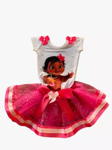 Fantasia Moana Baby Roupa Bebê Festa Infantil + Colar + Flor