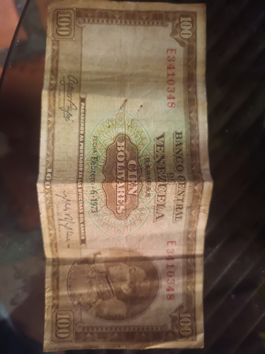 Billete De 100bs Año 1973