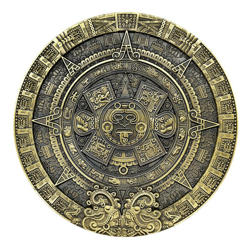 Imagen 3 de 11 de 80mm Dia Maya Azteca Verde Bronce Moneda Medallón Arte