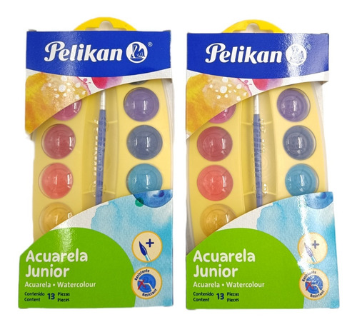 2 Acuarela Junior Pelikan Con 12 Pastillas