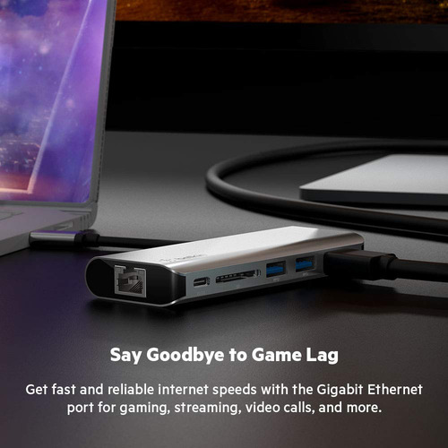 Adaptador Multipuerto 6 En 1 Usb C Hub Belkin Con 4k Hdmi