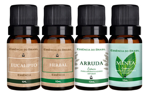 Kit 4 Essências Aromatizador/difusor 10ml - Bem-estar Herbal