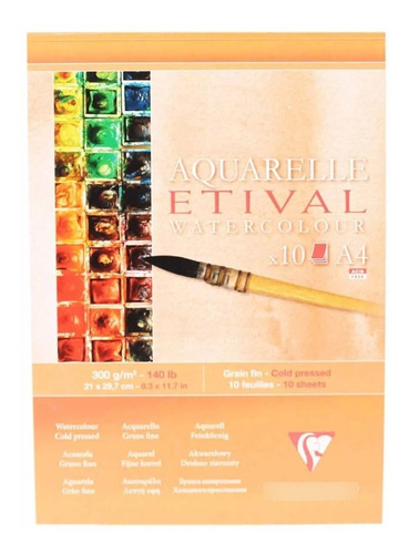 Bloco Para Aquarela Etival 300g/m² A4 Clairefontaine