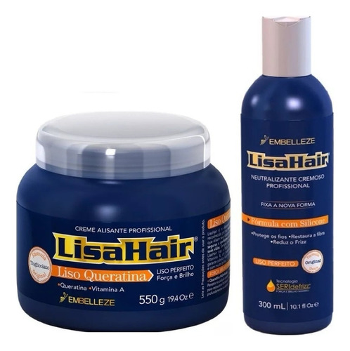 Kit Creme Alisante E Neutralizante Profissional Lisahair