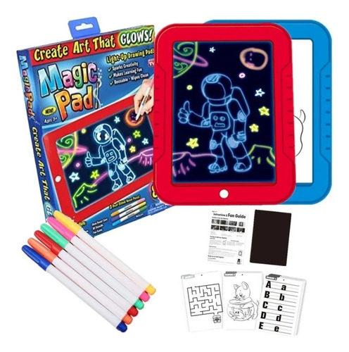 Pizarrón Led Luminoso Tablet Dibujo 3d Juguete Colores Magic