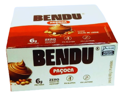 Bendu Paçoca Zero Açúcar Com Whey Protein 24 Un. Bendú