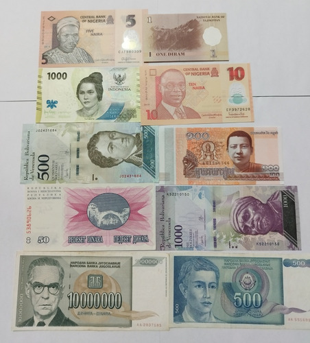 Lote De 10 Billetes Del Mundo Antiguos Coleccion Sk06