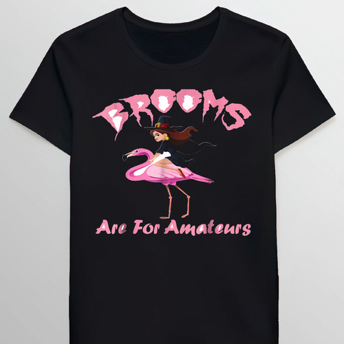 Remera Brooms Are For Amateurs Halloween Flamingo Rtee 60278