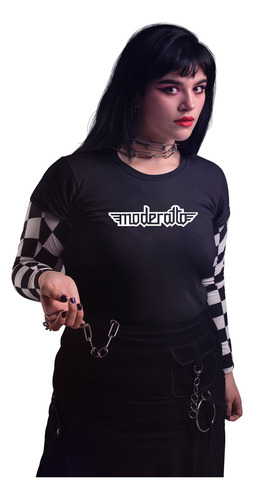 Camiseta Negra De Algodón Rock Moderatto Logo Banda