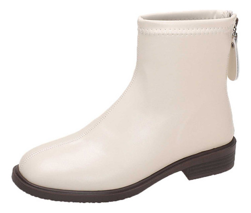 Botas De Tacón Duradero Con Tacón Bajo Y Punta Redonda Para