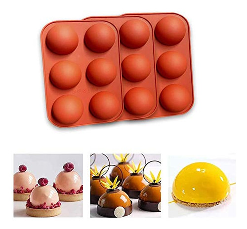 Molde Silicona Semiesfera 6 Cavidades Para Hornear