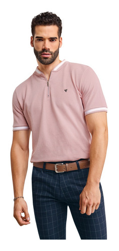 Playera Polo Con Textura Rosa 906-18