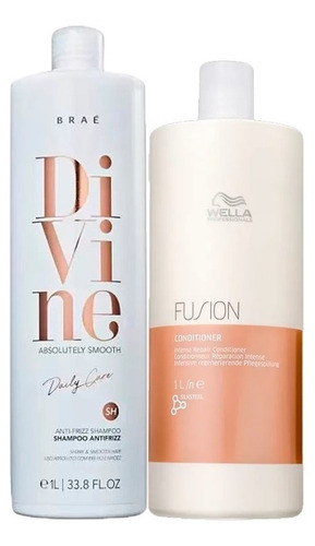 Kit  Shampoo Braé Divine E Condicionador Wella Fusion 1litro