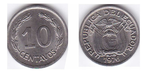 Moneda 10 Centavos Ecuador 1976