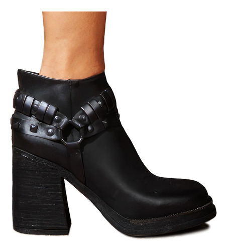 Botas Taco Foliado Estribo Mujer Cuero Botinetas Veronica