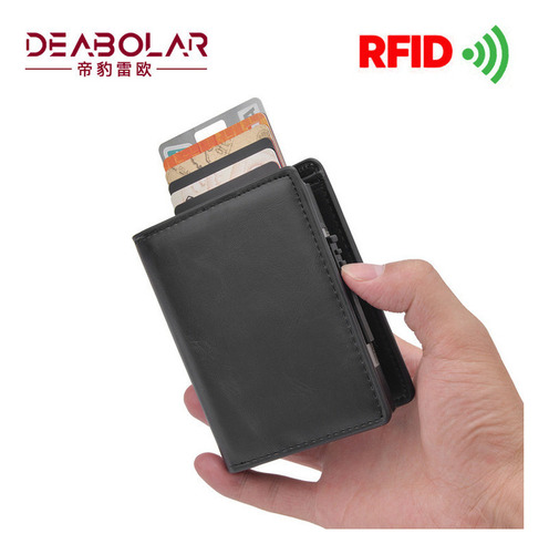 Tarjetero Delgado De Aluminio Con Bloqueo Rfid Para Hombre