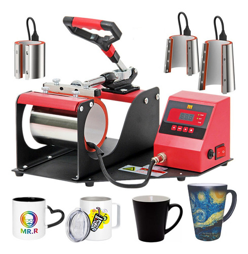 Mecoulor 3 em 1 mug prensa térmica de canecas cor vermelho 110V 