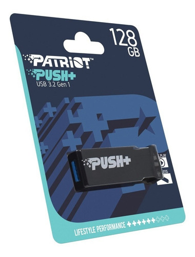 Pendrive Patriot Push+ 128gb Usb 3.2 Gen 1 Lifestyle Perform Color Negro