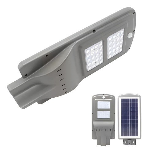 Luminaria Solar Ledimp 40w C/sensor Movimiento Fotocelula Gris Blanca Fría