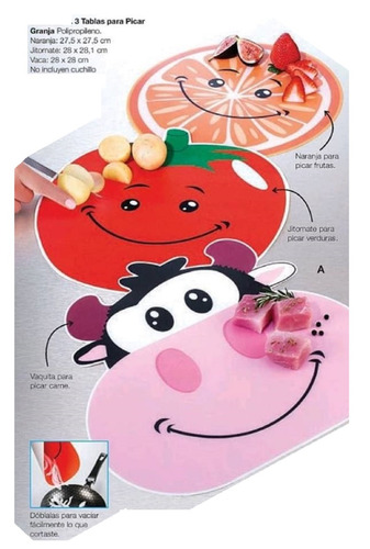 Set 3 Tablas Picar Fruta Verdura Carnes Lea Medidas Descrita