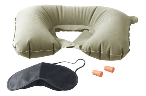 Cojín Cervical Inflable + Antifaz + Tapones De Oídos 