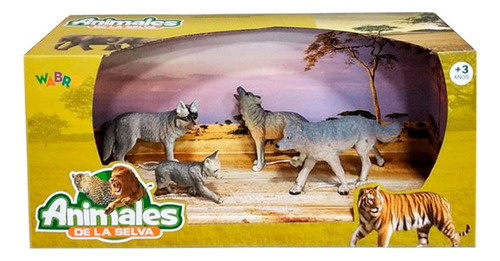 Playsets Animal World Familia Lobos Pack X4 Color Gris