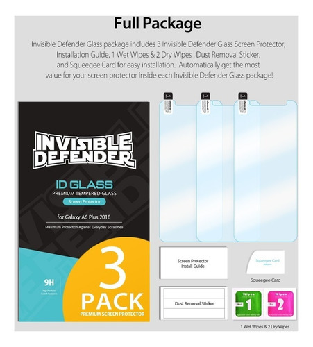 Imagen 3 de 10 de Vidrio Templado A6 A8 A8 Plus 2018 Ringke Pack X3 Unidades