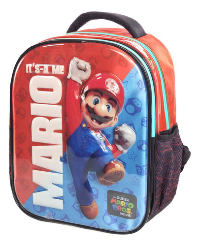 Mochila Back Pack Escolar De Kinder The Super Mario Bros Movie En 3d Hardshell Color Rojo