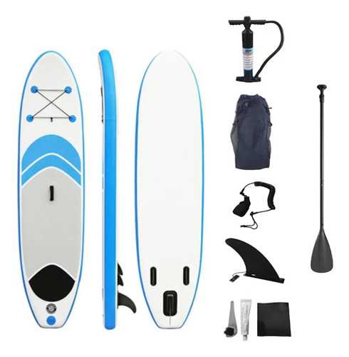 Tabla Stand Up Paddle Surf 3mts Blanca Con Celeste Febo