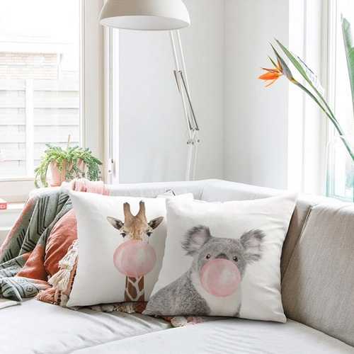 Almohada Bebés Animales Bubble Gum Terciopelo Cojin Suave Color Conejo