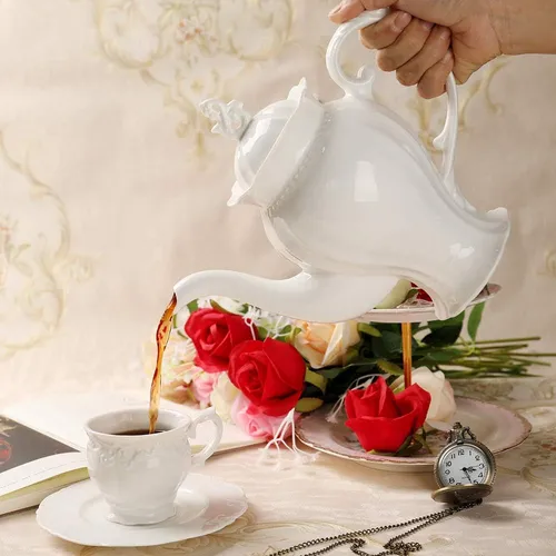 Tetera Inglés Ultra Blanca De Porcelana Fina, Cafetera, Peso
