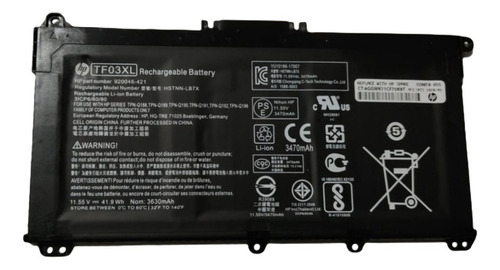 Imagen 1 de 1 de Bateria Laptop Hp Tf03xl Recargable Pavilion Portatil