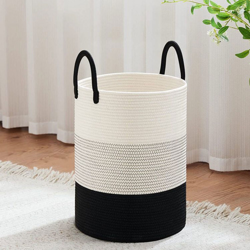 Cesta Para Ropa Sucia Tejida Con Cuerda (l-4), Para Guardar
