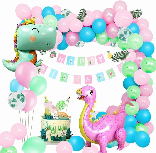 Decoración De Fiesta De Cumpleaños De Dinosaurio Para Niñas,