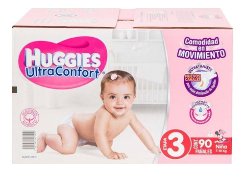 Pañales Etapa 3 Huggies Niña Ultraconfort Con 90 Piezas Género Mujer Talla Etapa 3