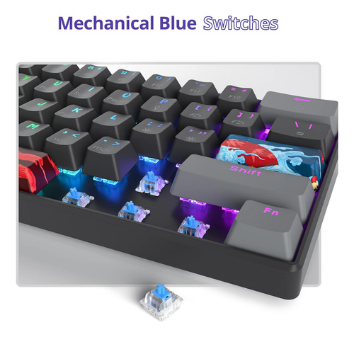 Teclado Para Juegos Owpkeenthy Wired 60% Por Ciento Mecánico