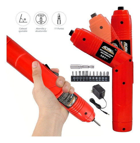 Destornillador Inalámbrico Recargable Adir 820 Color Rojo