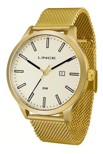 Relogio Masculino Lince Dourado Fundo Dourado Mrg4494s C1kx