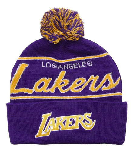 Gorro Mitchell & Ness Los Angeles Lakers Pompon Script Hwc N