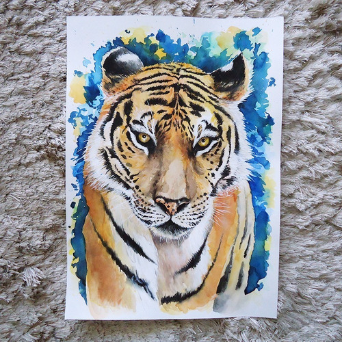 Imagem 4 de 4 de Pintura Em Aquarela Tigre / Tigresa