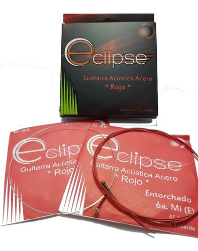 Cuerdas Para Guitarra Acustica Acero Roja Marca Eclipse