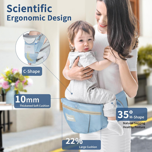 Canguro Para Bebe Con Asiento 6 En 1 Ajustable Azul Bebe