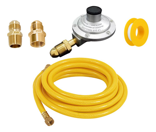 Kit De Gas Manguera Pvc 4m, Regulador 1 Vía Y Conexiones 3/8